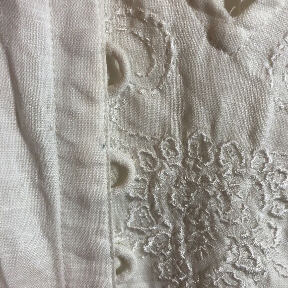 White Linen Embroidered Jacket and Tank Top Set Jaeger Lightweight Size 6 Y2K - Picture 5 of 13